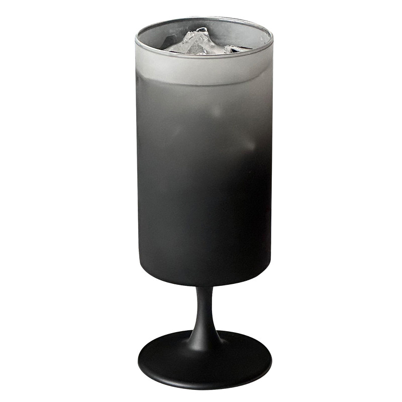 高级感磨砂黑高脚玻璃杯创意家用直筒果汁杯咖啡杯饮料杯鸡尾酒杯