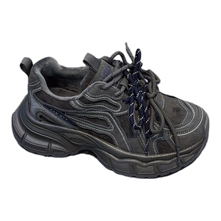 洋气双色带加绒厚底老爹鞋女2025冬新款轻便增高显瘦休闲运动鞋潮