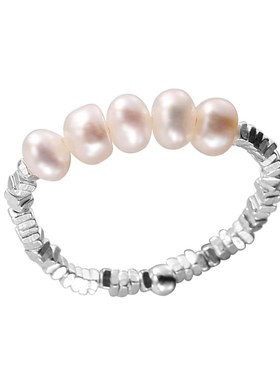 女银小众珍珠食指无名指戒指