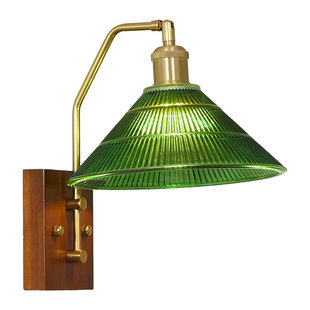 玻璃实木壁灯卧室床头灯客厅2025新款中古法式复古楼梯过道墙壁灯