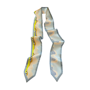 灰绿色拼色长条尖角丝巾时尚绑包丝带衬衫装饰领巾飘带编发发带女