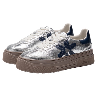 LUMES&YHGM厚底牛皮德训鞋女2026春季新款增高百搭轻便时尚休闲鞋