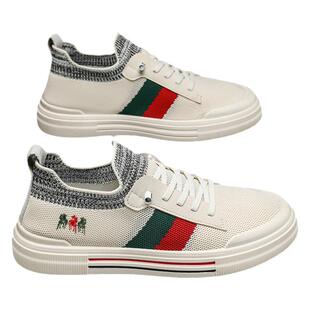 帆布男鞋夏季透气一脚蹬针织网鞋男士软底薄款袜子口运动休闲板鞋