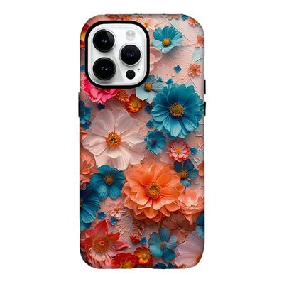 小尹苹果15手机壳油画清新花朵iphone14promax少女13pro全包防摔12菲林11个性创意二合一max网红VIVO新款oppo