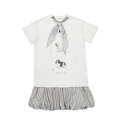 OOURSLAB 原创狗狗印花T恤连衣裙领巾赠送25夏新款