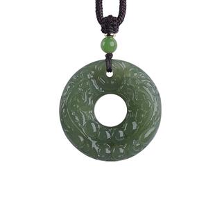 天然和田玉双面貔貅平安扣吊坠男女青玉皮丘貔貅玉石挂件玉坠玉佩