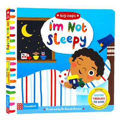 Big Steps系列我不困 英文原版绘本I'm Not Sleepy儿童行为习惯养成精装翻翻书机关操作纸板书亲子睡前共读图画书幼儿哄睡读物