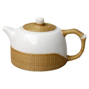 中国非遗手工艺竹丝扣瓷茶具茶壶套装商务送礼瓷胎竹编泡茶壶礼盒