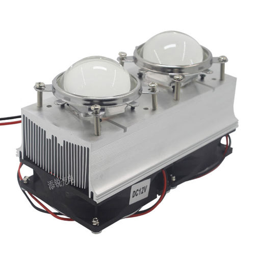 LED 散热器30W50W100W大功率LED散热器加风扇12V 44mm玻璃透镜