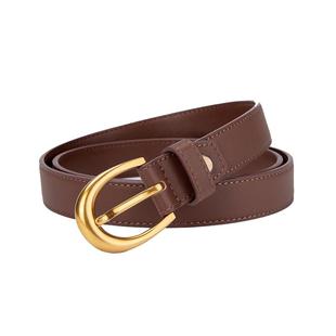 Navigare意大利小帆船皮带女款头层牛皮针扣真皮细腰带女配牛仔裤