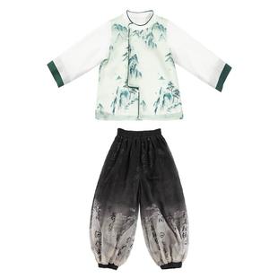 桐花坞新中式汉服男童2025新款春秋儿童古风唐装男孩帅气国风套装
