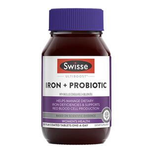 现货仓 澳洲Swisse铁益生菌30粒女性补铁气色红润孕妇哺乳期肠道