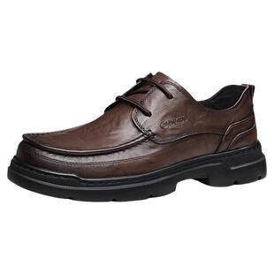 骆驼男鞋2026春季新款经典德比鞋厚底软底商务休闲皮鞋男款爸爸鞋