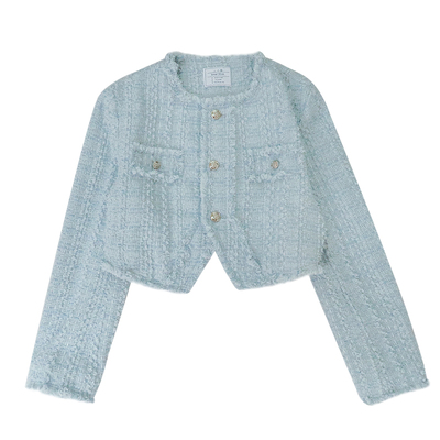 高级感蓝风铃小香风外套+半裙