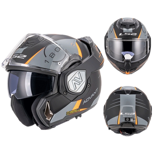 LS2后空翻头盔揭面盔摩托车双镜片防雾鲨鱼机车全盔摩旅冬季FF906