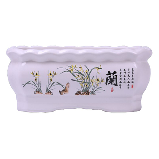 清仓特大号方形陶瓷花盆送托盘绿植果树盆栽加厚盆栽花盆特价包邮