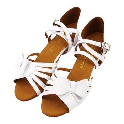 FocusDance香港焦点舞鞋公主款少儿拉丁舞蹈鞋白色皮质国标舞鞋