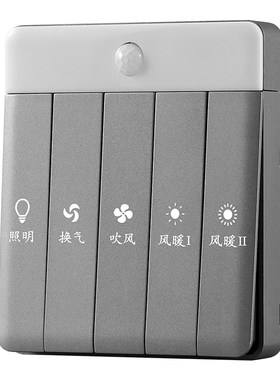 aokola五开浴霸开关带感应灯