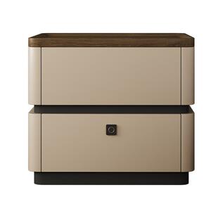 三梦实木智能床头柜带锁高级感轻奢家用卧室小型意式极简床边收纳