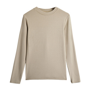 莫代尔白色打底衫女秋冬半高领中领立领内搭2025新款长袖T恤上衣