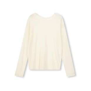 PRE PREWORKS慵懒纸片感天爽亚麻微透圆领卷边长袖宽松针织衫