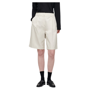 百慕大直筒休闲西装短裤女2025初秋高腰薄款宽松显腿长五分裤中裤