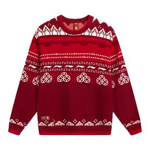 李宁毛衣情侣款2026年新款故宫联名编织衫套头圣诞上衣AMBW049