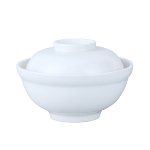 酒店餐具镁质白瓷日韩式陶瓷碗泡面带盖碗粥碗汤碗6寸虾碗350ml