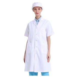 白大褂食品厂专用带帽工作服短袖食堂长袖防尘车间男女通用定制薄