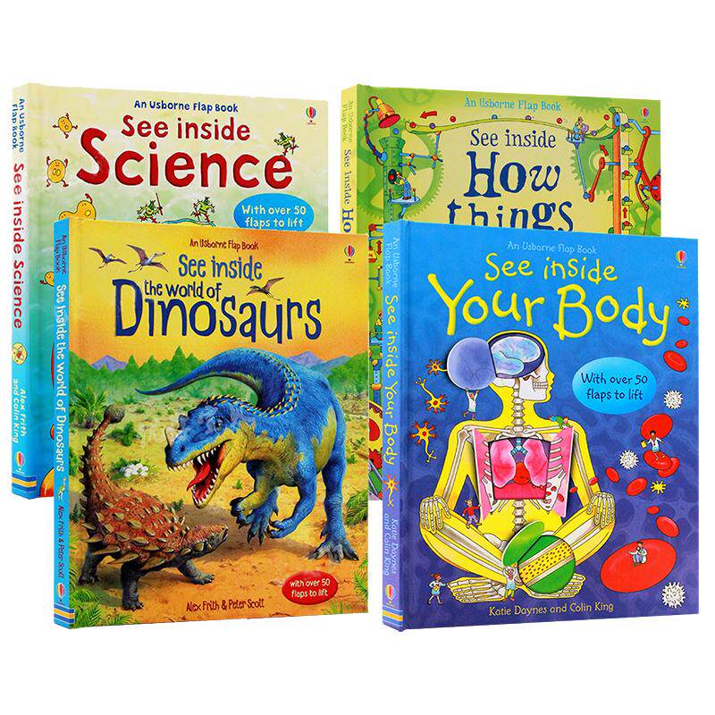 Usborne Look See Inside 尤斯伯恩偷偷看里面揭秘系列英文原版绘本 Peep Dinosaurs Science 科学科普认知 3-8岁儿童少儿英语