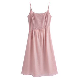 固执夏季新款新中式盘扣显瘦高腰纯色气质中长吊带连衣裙女