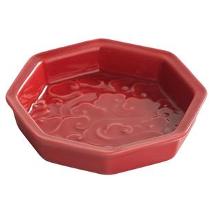 中式祥云浮雕小茶碟陶瓷茶点盘家用水果盘点心盘甜品糕点盘干果盆