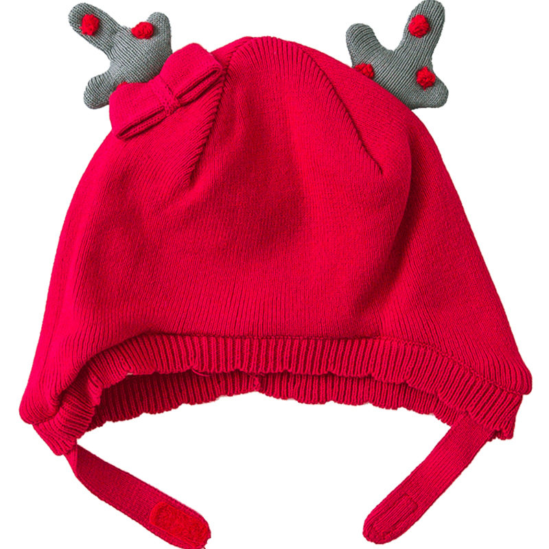 伊米伦儿童帽子圣诞帽可爱小鹿帽子冬季加绒保暖宝宝护耳帽防风帽