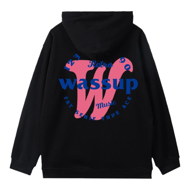 WASSUP美式潮牌连帽卫衣外套