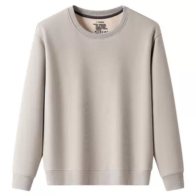 鸭鸭羊毛蚕丝华夫格圆领卫衣