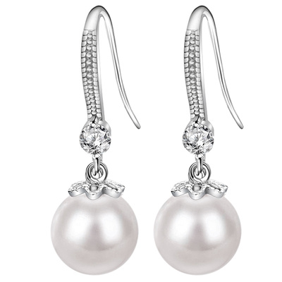 淡水珍珠足银耳环耳饰
