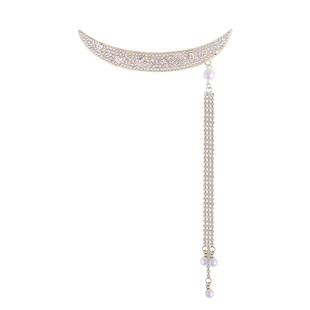 弦月步摇~仙气流苏侧边发夹 超仙水钻后脑勺半扎发卡子弹簧夹横夹