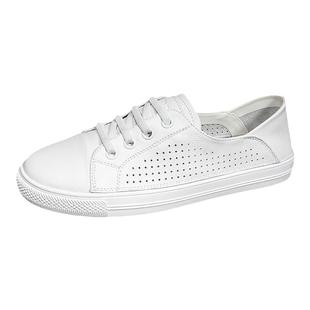 头层牛皮镂空小白鞋女夏透气2026新款平底休闲韩版板鞋两穿单鞋女