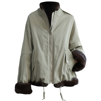 韩版显瘦两面穿坎毛派克服外套