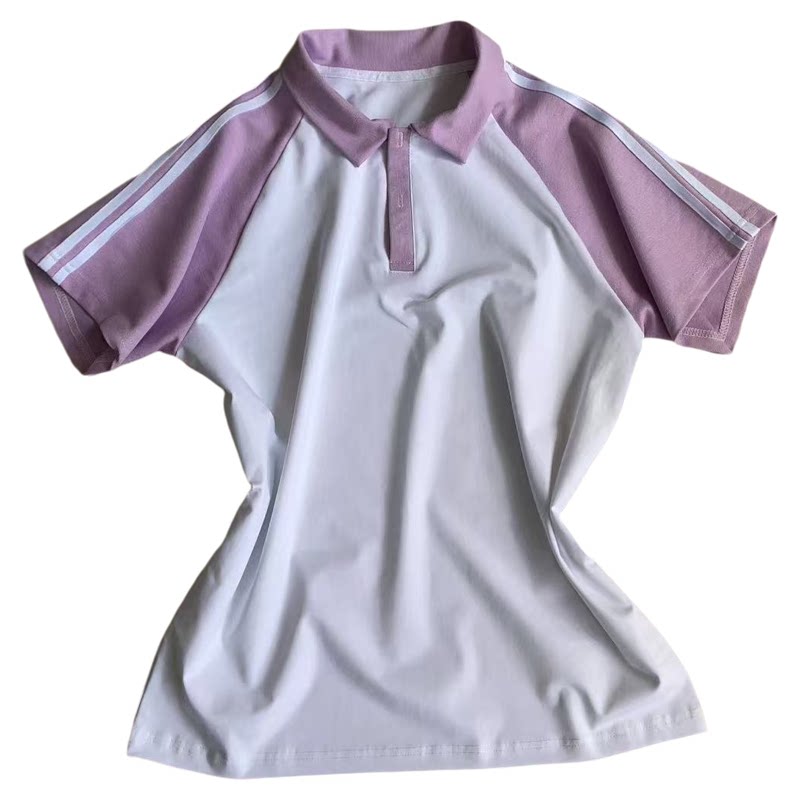 夏季薄透气紫色校服短袖POLO衫