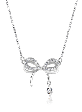 「蝶梦」s999纯银蝴蝶结项链女轻奢小众高级锁骨链情人节生日礼物