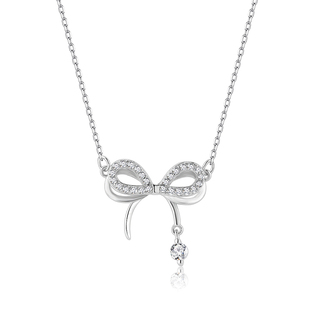 「蝶梦」s999纯银蝴蝶结项链女轻奢小众高级锁骨链情人节生日礼物
