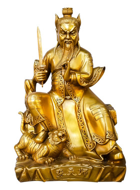 黄铜家居寺庙摆件张天师铜像