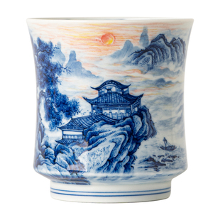 景德镇手工手绘青花瓷品茗杯陶瓷主人杯茶杯高档品茗杯文凤窑单杯