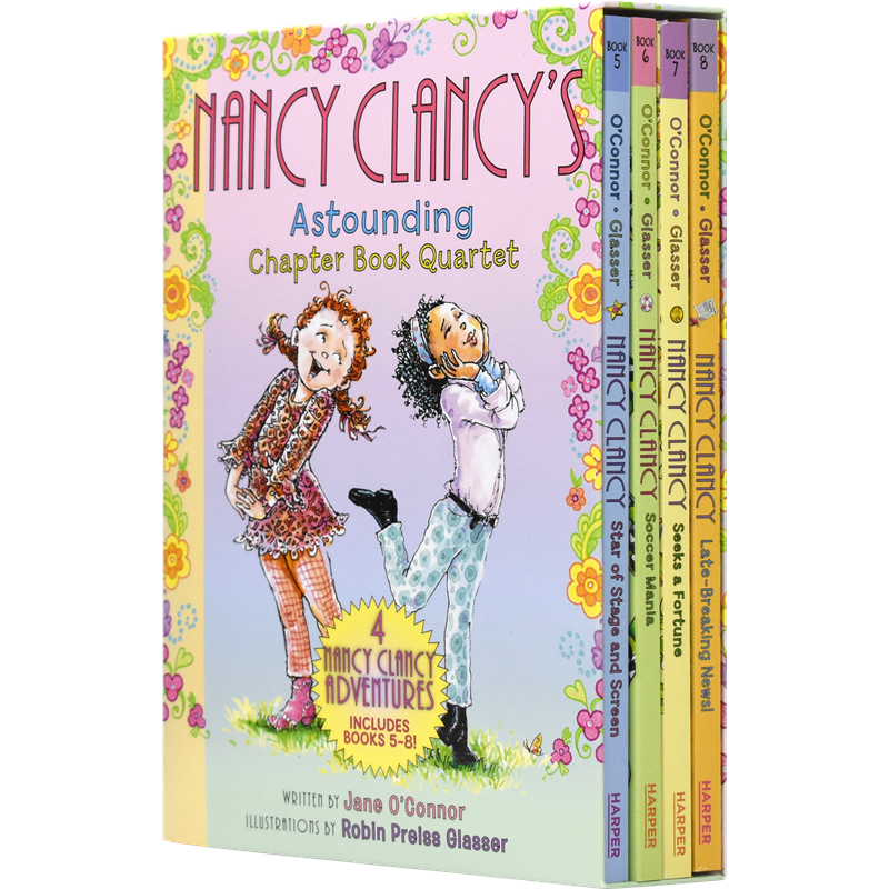 Fancy Nancy 漂亮的南希4册 初级章节桥梁书 英文原版进口儿童图书 Nancy Clancy's Astounding Chapter Book Quartet