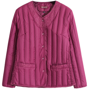 大红色羽绒服时尚妈妈冬季薄款内穿贴身短款保暖衣轻薄白鸭绒内胆