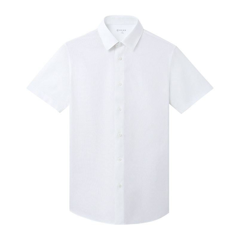 衬衫老罗皇家牛津纺短袖衬衫商务白衬衣