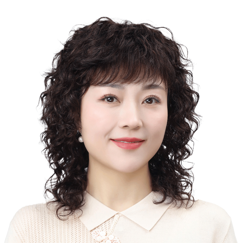 日常假发全头套女真人发丝中老年女妈妈中长假发卷发自然减龄款