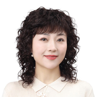 日常假发全头套女真人发丝中老年女妈妈中长假发卷发自然减龄款