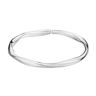 永兴银楼足银999银手镯女莫比乌斯开口手镯扭纹亮面银镯子送女友